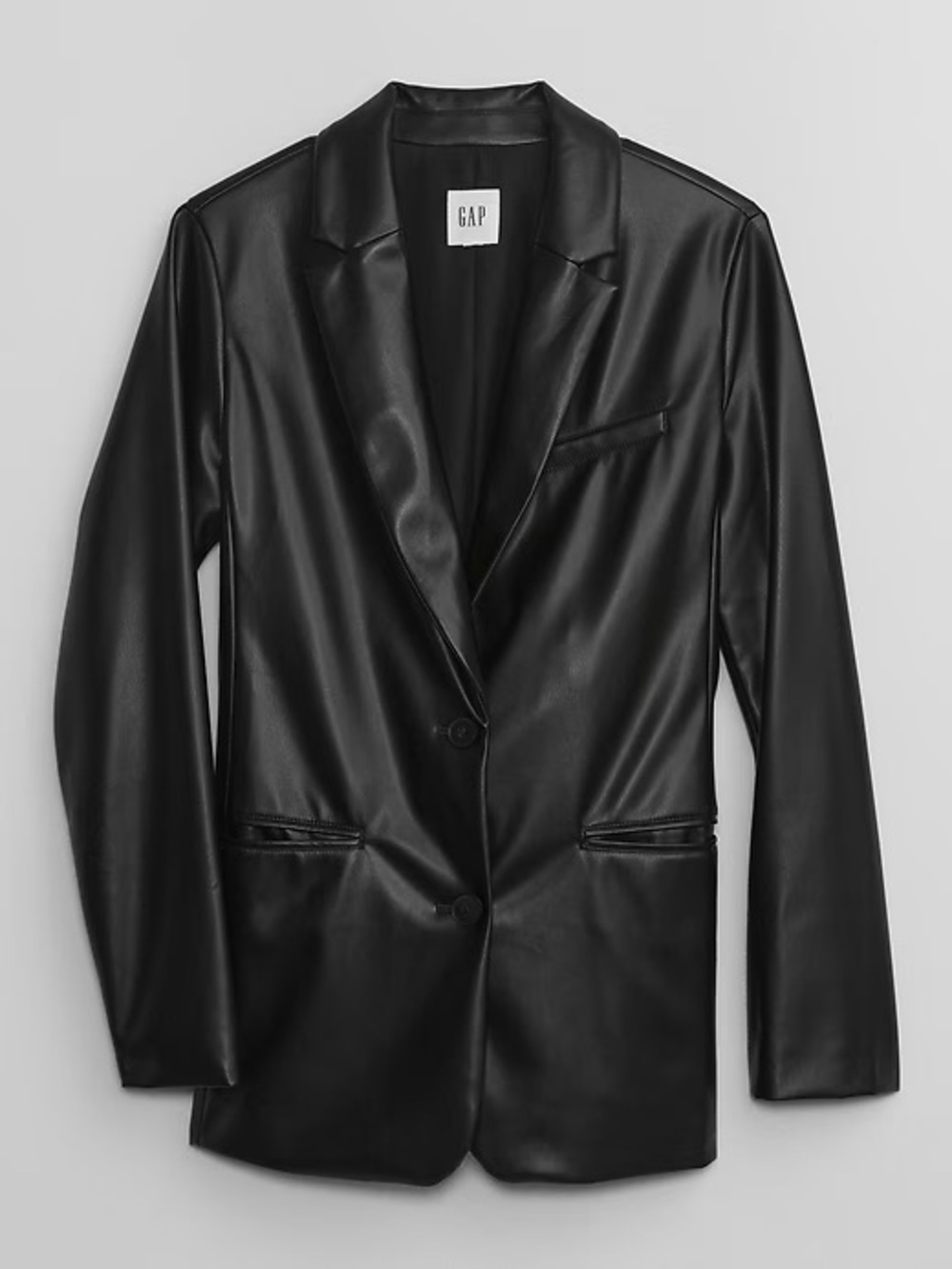 GAP Women's Black Relaxed Vegan-Leather Blazer Size M
